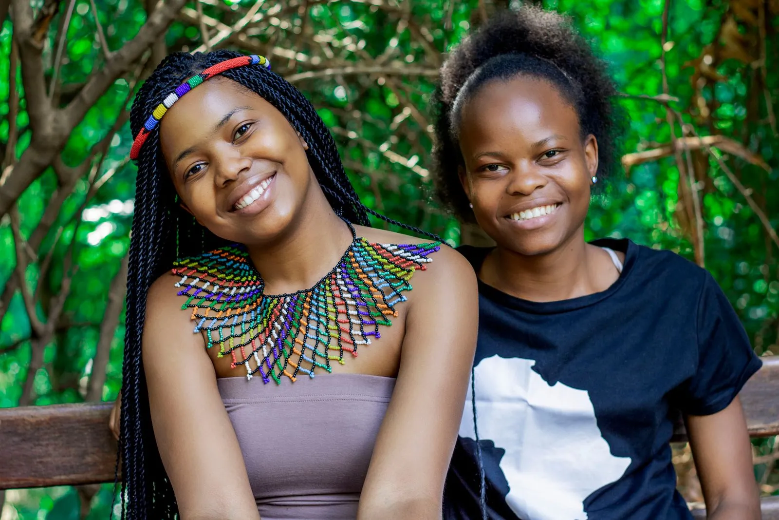 Young women smiling together